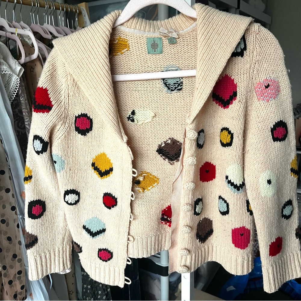 Anthropologie / Monogram HWR Chocolate Box Cardigan Sweater Wool Blend